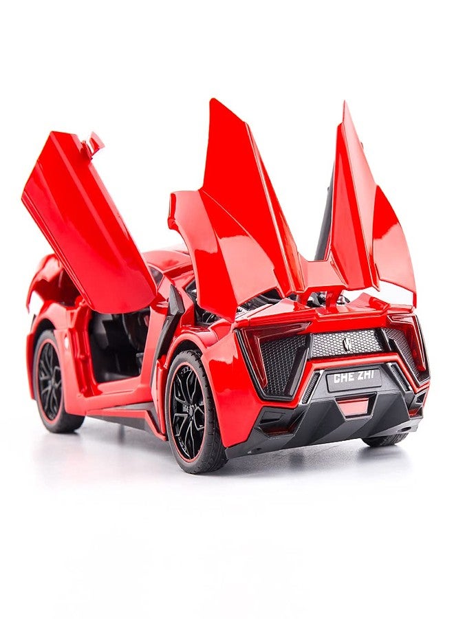 BDTCTK 1/24 Lykan Hypersport Supercar Model Car, Zinc Alloy Pull Back Toy car with Sound and Light for Kids Boy Girl Gift(Red) - Image 5